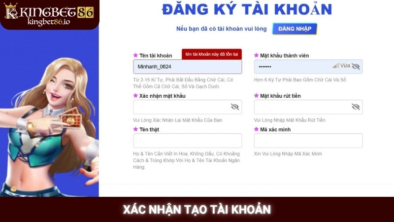 Xác nhận tạo tài khoản