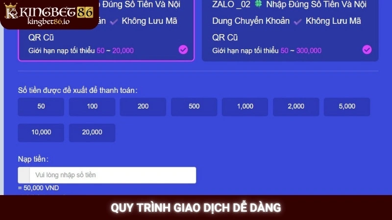 Quy trình giao dịch dễ dàng